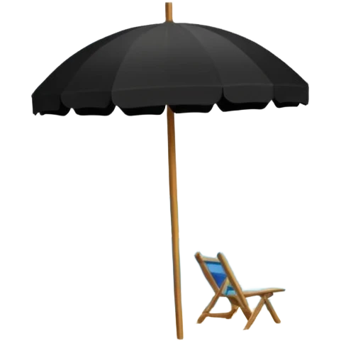 beach with parasol, wave behind parasol, eco-habitat structure, mountain range in background emoji