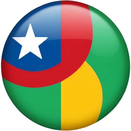 Emoji de bandera, mitad, azul y mitad inferior verde con un círculo rojo en el centro de la bandera en forma de rueda emoji