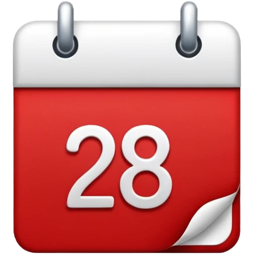 calendar with number 28 red top emoji