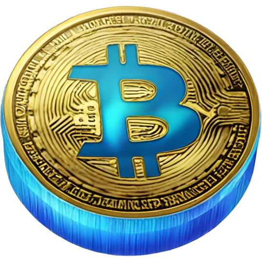 The blue gradient color coin with F alphabet, looks like bitcoin emoji