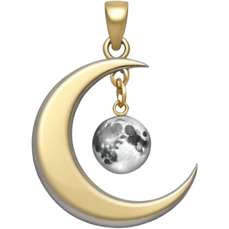 Moon charm – silver crescent moon emoji