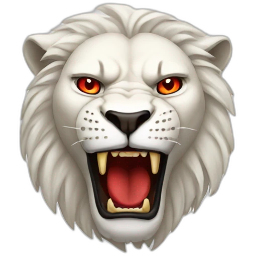 Angry white lion with red eyes emoji