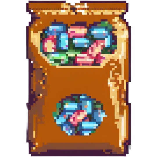Change the gum to flat strips inside the packet, pixel art style, keep the same look and transparent background. emoji