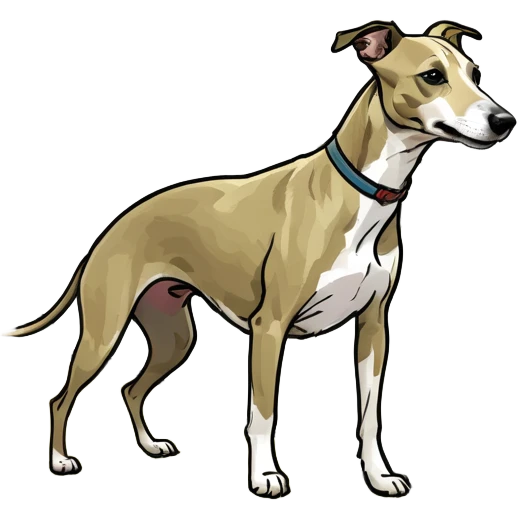 Whippet dog holding climbing a mountain emoji