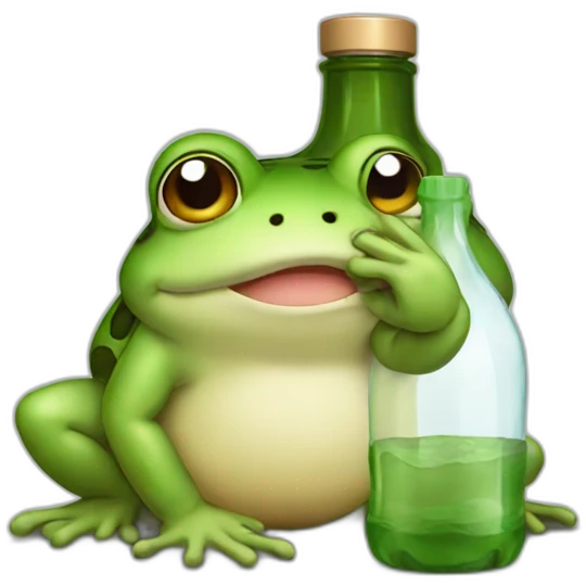 tired toad with bottle emoji