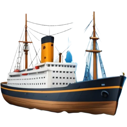 A ship moving past an iceberg emoji