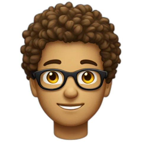 jeune homme avec les cheveux bouclée et des lunettes rondes emoji