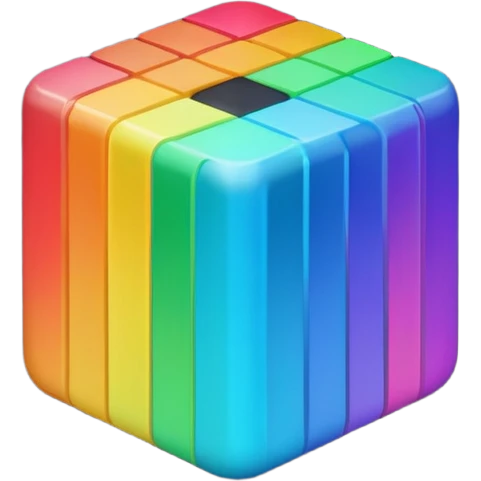 Davinci resolve "Node base Color managment" shape, glossy iconm (rainbow colors) square with rounded edges (black glossy background) emoji