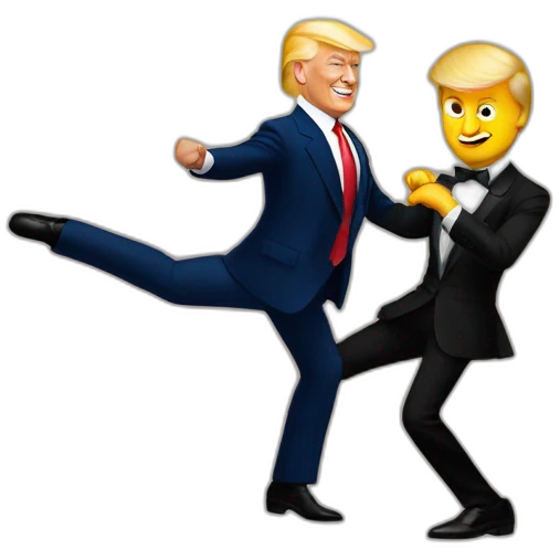 donald trump dancing tango with emmanuel macron emoji