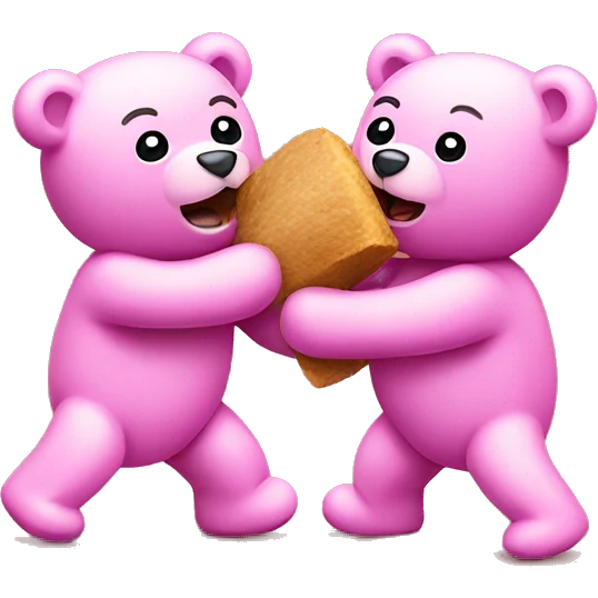 two pink teddy bears fighting tearing stuffing out emoji