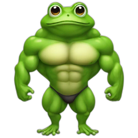 Bodybuilder frog emoji
