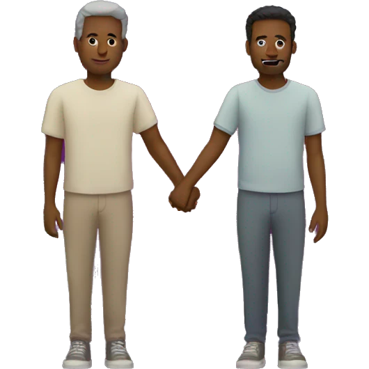 Two men holding hands on Saturn  emoji