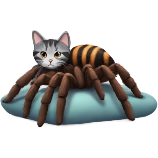 Tarantula snuggling with cat  emoji
