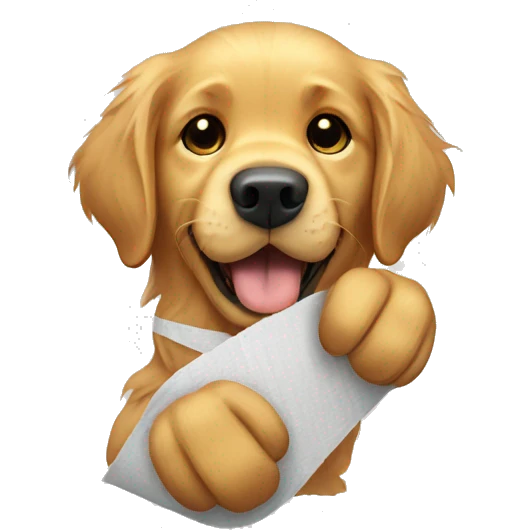 Golden retriever bandaged paw emoji