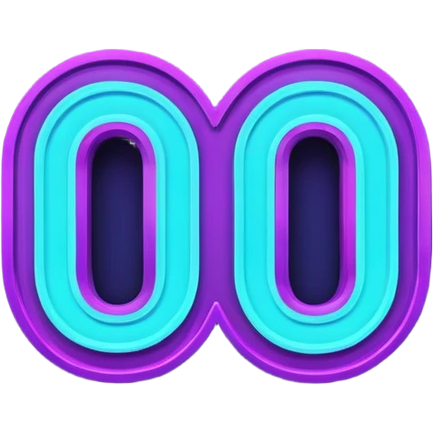 futuristic glowing neon “100” sign, purple and cyan glow, dark background emoji
