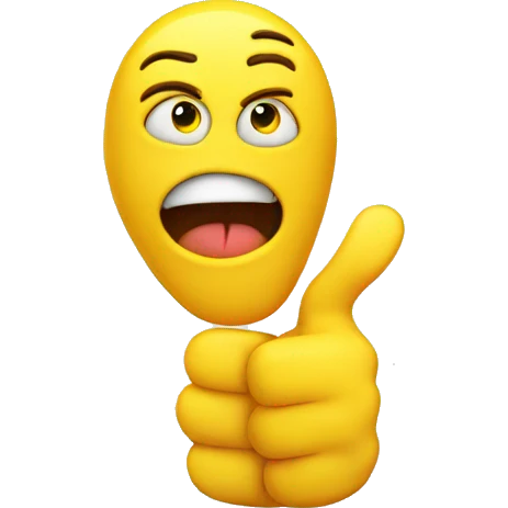 yellow traumatized emoji face showing a thumbs up emoji