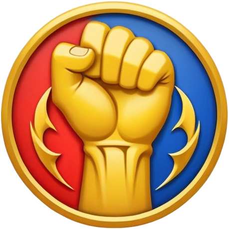 An emblem-style emoji representing striking martial arts, featuring a powerful fist and a dynamic kick in action. The design incorporates sleek lines and bold shapes, symbolizing speed and precision. The emblem includes subtle accents of traditional martial arts elements like a dragon or an ancient symbol, all set against a clean emoji