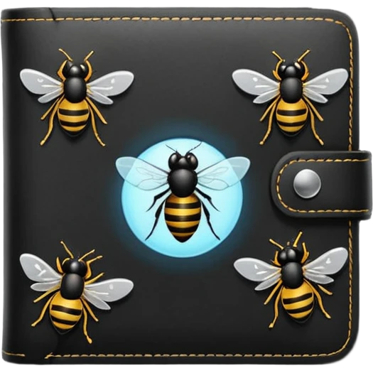 A wallet with flies coming out of it emoji