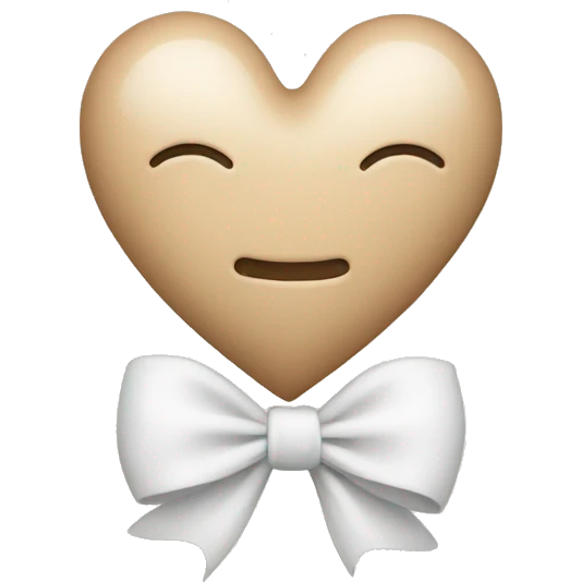 beige heart with white bow emoji