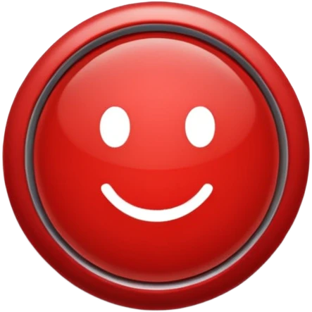 red button, front view, with a slight shadow emoji