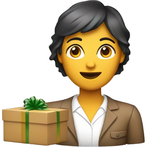 trabajadora alta con caja navideña emoji