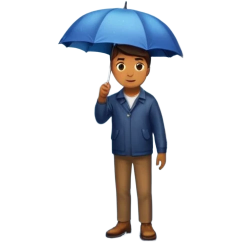 Man with umbrella + streetlight reflection emoji