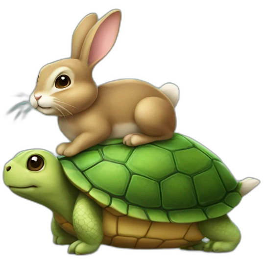 Bunny riding a turtle emoji