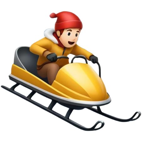 An icon featuring a sleek sled speeding down a snowy hill, with a snowy landscape and pine trees in the background. The motion lines and slight snow spray emphasize the thrill of the ride. Transparent background highlights the excitement and fun of sledding. emoji