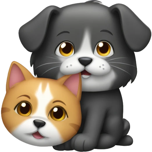 cat hugging a dog emoji