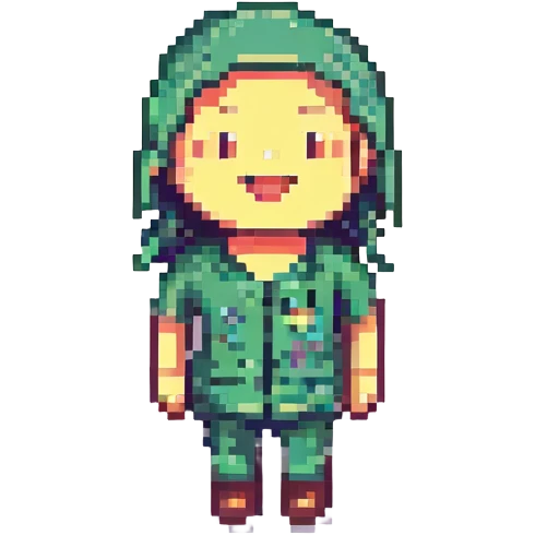 happy expression, pixel art style emoji