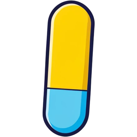 Oblong Pill Capsule, yellow, blue emoji