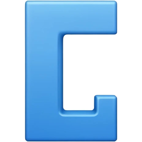 capital letter "L" printed in blue color square shape in center emoji
