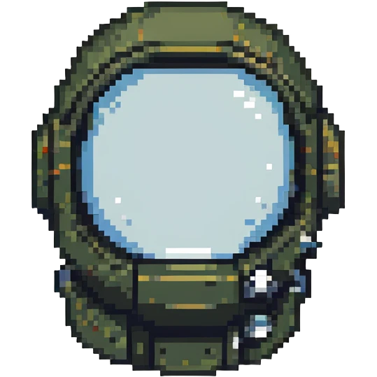 pixel art icon combining user profile silhouette with astronaut helmet, compact square format, suitable for info or user interface emoji