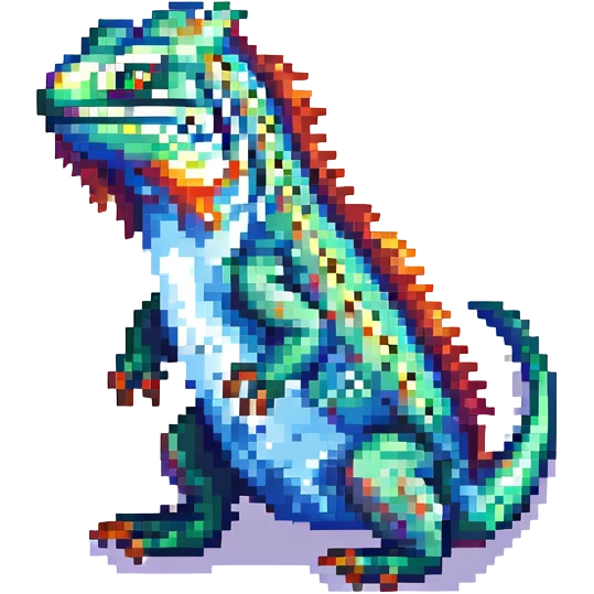 small colorful iguana pixel art emoji
