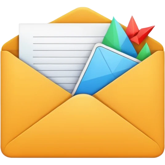 an email evelop with datas and charts around emoji