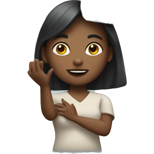 woman holding up stone emoji