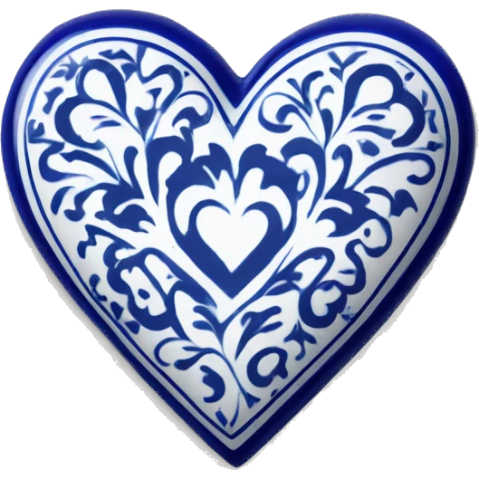 Heart with blue deruta pattern emoji