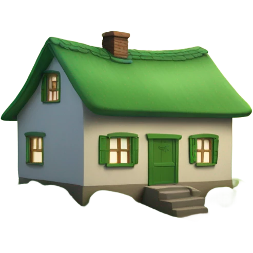 Cottage on a rolling green hill emoji