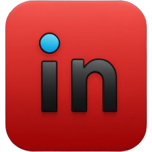logo linkedin en noir et rouge emoji