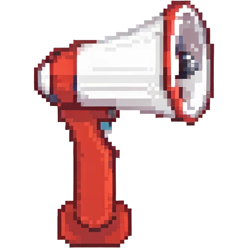 red and white megaphone pixel art emoji