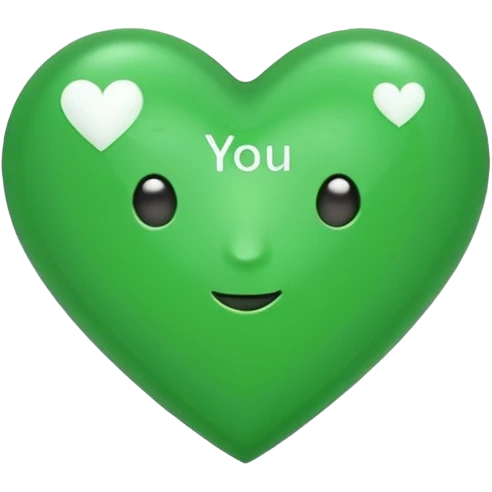 a green heart that says "i love you" on the ffront emoji