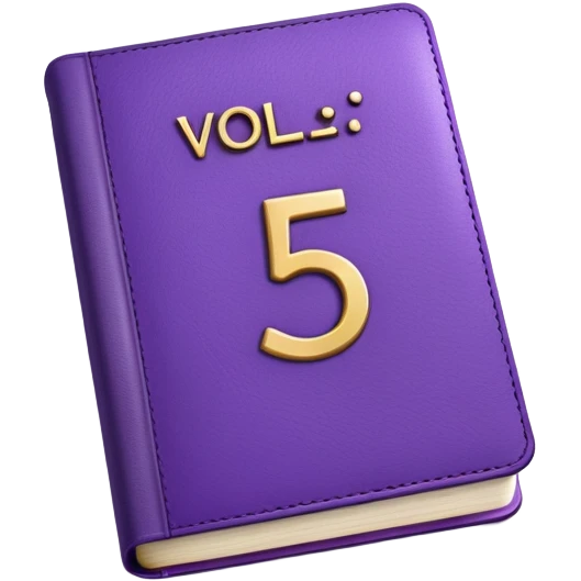 Purple book with "VOL. 5" written on the cover emoji
