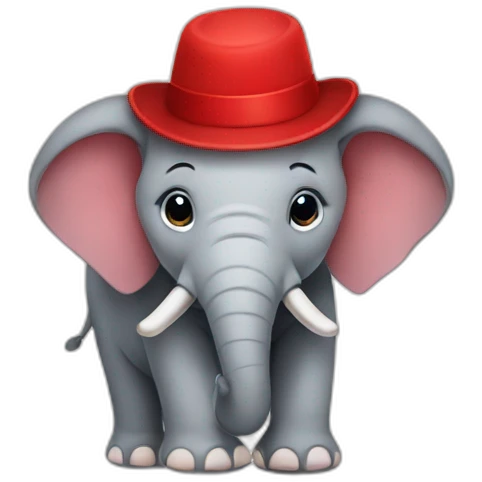 elephant with a red hat emoji