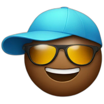 Poop emoji in sport sunglasses and sport cap emoji