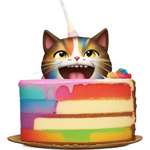 rainbow cat eating cake emoji
