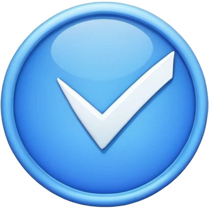 A blue circle with sharp edges and a while tick inside emoji