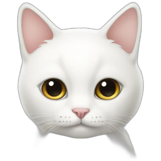 white cat with one black dot on its body and a black tail emoji