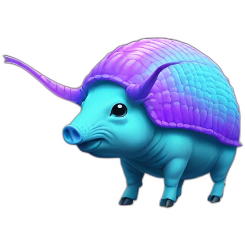 Vaporwave spotted cyan purple gradient pig armadillo cow centipede insect emoji