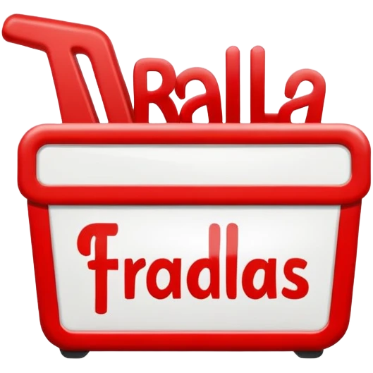 a simple drugstore sign for diapers, with the word "fraldas"simple red and white supermarket sign, with the word "fraldas" emoji