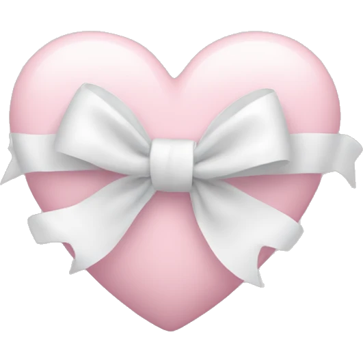 Pastel pink heart with white bow emoji